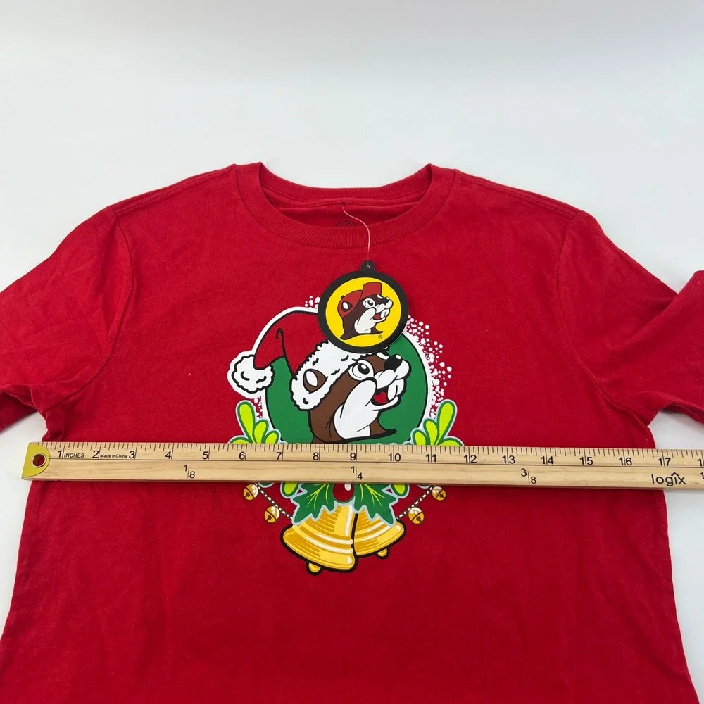 Buc-ee's Kids Christmas 2025 Jingle Red Graphic T-Shirt Santa Beaver YL‎ NEW